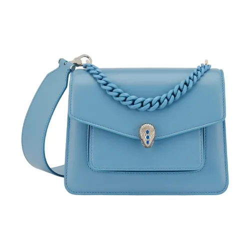 BVLGARI Serpenti Forever Овечья кожа Цепочка Сумка через плечо Маленькая Женская Синяя