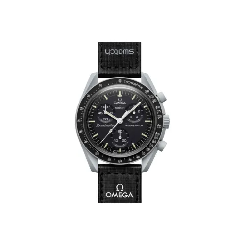 Swatch Quartz Механизм Мужские часы Циферблат 42 мм Черный Биокерамика Корпус Часы Нейлоновый Ремешок