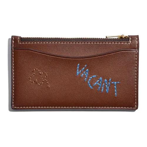 COACH Card Case Кожаный держатель для карт Держатель для карт Женский Винтаж Потертый Коричневый