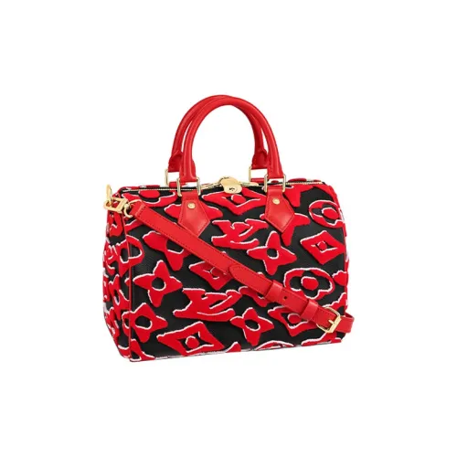 LOUIS VUITTON Speedy Сумка через плечо из коровьей кожи женская красная черная