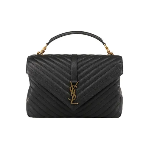 SAINT LAURENT COLLEGE Кожа Портативная Сумка через плечо Сумка на плечо Большая Женская Черная