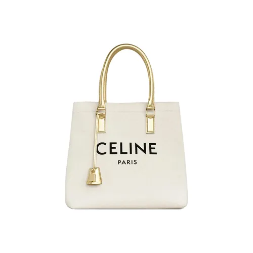 CELINE Коровья кожа Тоут Сумка Сумка для покупок Сумка на плечо Сумка Большая Женская Экрю