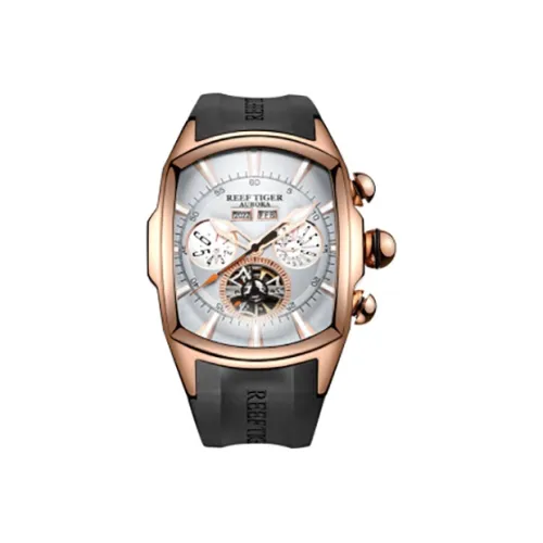REEF TIGER Aurora Collection Tank II Автоматический Механический Механизм Часы Мужские Белый Циферблат