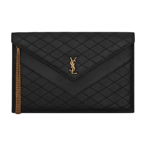 SAINT LAURENT Gaby Lambskin Clutch Women's Black