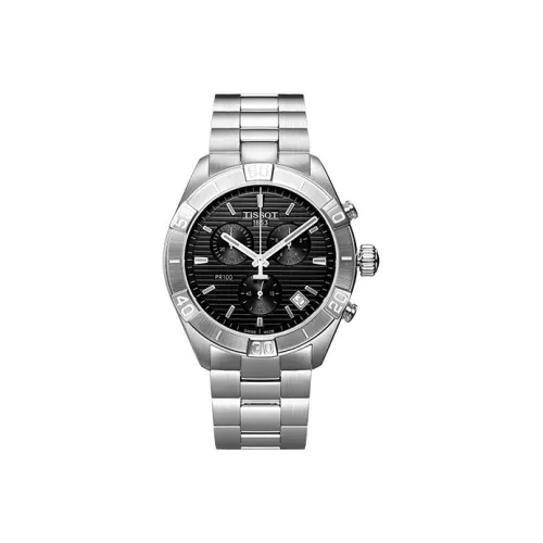 Tissot PR100 Collection Кварцевый механизм Мужские часы Часы 44 мм Черный циферблат Корпус из нержавеющей стали
