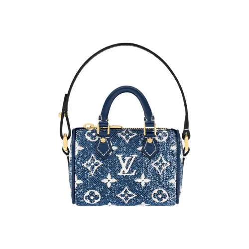 LOUIS VUITTON Speedy Denim Pillow Bag Key Pouch Coin Purse Extra Mini Women's Blue LOUIS VUITTON Speedy Деним Подушка Сумка Ключ Pouch Монетница Экстра Мини Женская Синяя