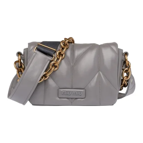 MIU MIU Soft Sheepskin Leather Crossbody Bag Shoulder Bag Women's Marble Gray