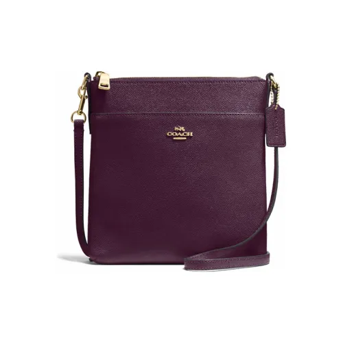COACH Kitt Кожа Курьерская Сумка Сумка через плечо Маленькая Женская Золотая Бычья Кровь Фуксия
