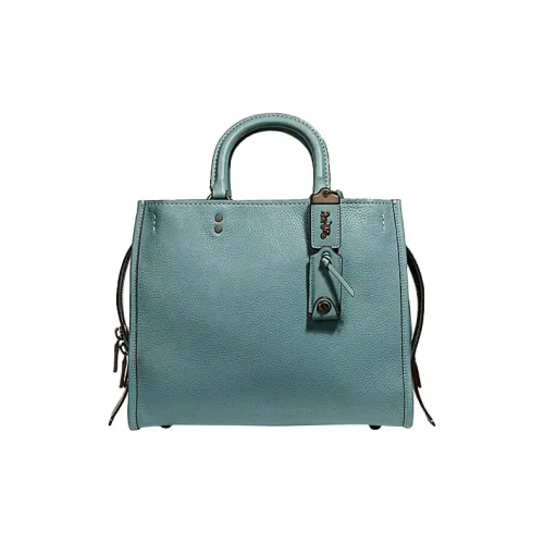 COACH Rogue Кожа Сумка через плечо Сумка через плечо Tote Сумка Большая Женская Морской Синий