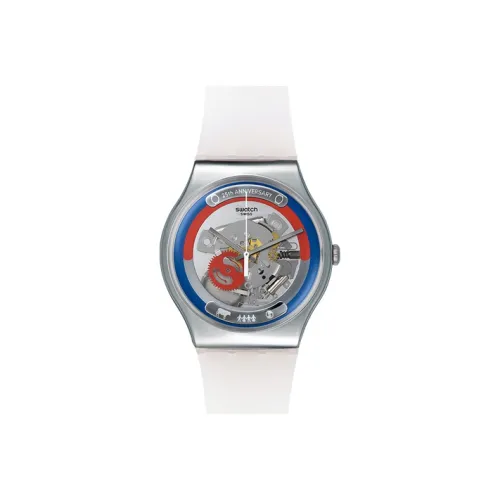 Swatch Quartz Механизм Унисекс Часы 41 мм Серый Циферблат Пластиковый Корпус Часы Силиконовый Ремешок