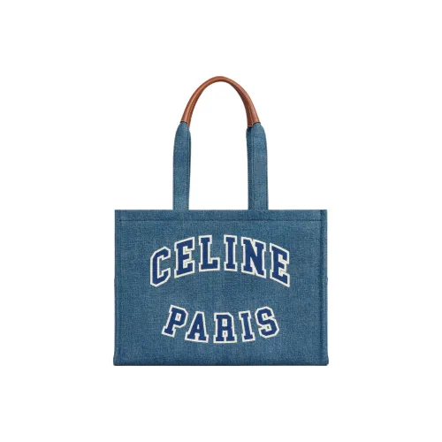 CELINE Деним Тоут Сумка Сумка для покупок Сумка на плечо Сумка большая Женская Океанский синий