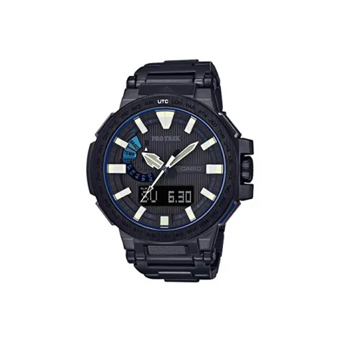 CASIO PRO TREK Collection Часы с двумя дисплеями Кварцевый механизм Титановый ремешок Часы Мужские Черный циферблат