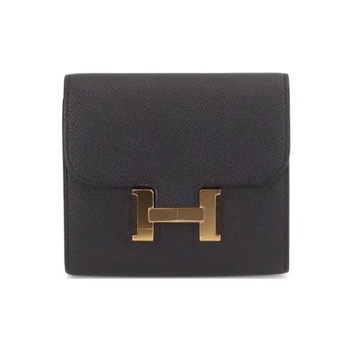 HERMES Constance Slim Эпсомская кожа Кошелек Держатель для карт Кошелек для монет Женский Черный