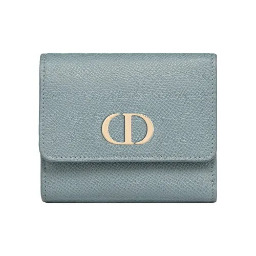 DIOR 30 Montaigne Рельефная Телячья Кожа Тридцать Процентов Держатель для Карт и Кошелек Женский Облачно-Синий