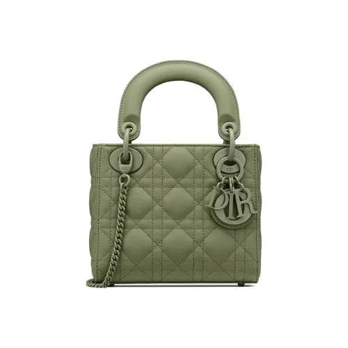 DIOR Lady Dior Сумка через плечо из коровьей кожи с плетеным узором мини-сумка женская цвет матча зеленый