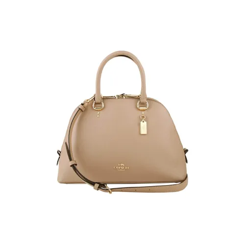 COACH Кожа Купольная Сумка Сумка Сумка через плечо Сумка через плечо Маленькая Женская Светло-Коричневая