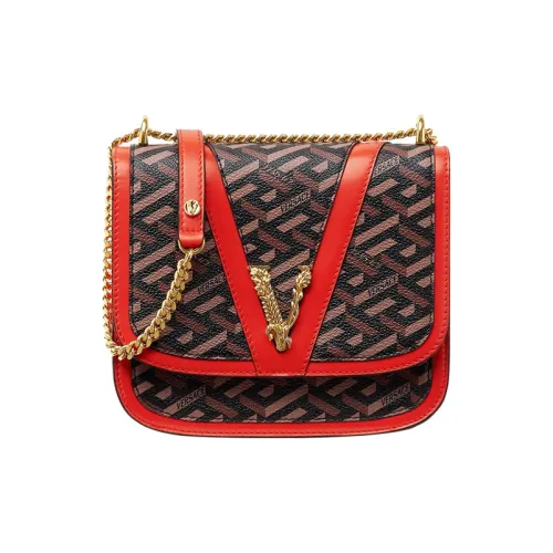 VERSACE Virtus Коровья кожа Детали Сумка через плечо Женская Красная