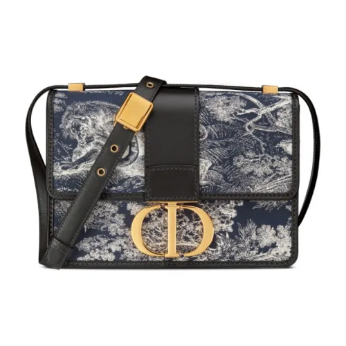 DIOR 30 Montaigne Жаккардовая ткань Коробка Сумка Сумка Сумка через плечо Сумка через плечо Женская Синяя