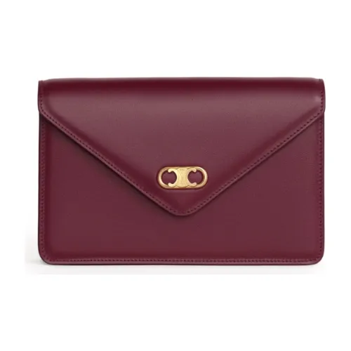 CELINE Triomphe Arc De Triomphe Maillon Коровья кожа WOC Кошелек Сумка через плечо Женская Бургунди
