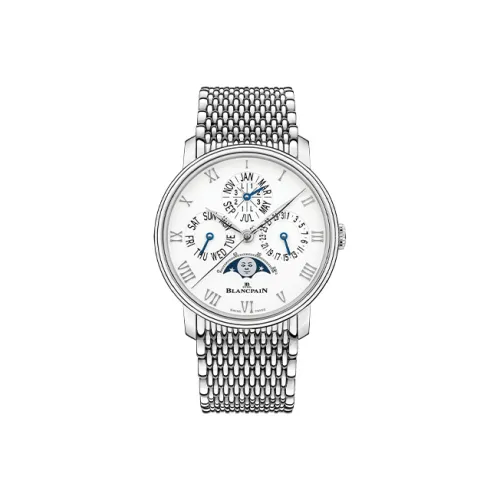 BLANCPAIN VILLERET Автоматический Механический Часы Мужские Часы 40,3 мм Белый Циферблат Корпус из Нержавеющей Стали Металлический Ремешок