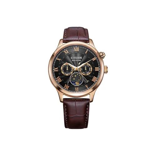 CITIZEN Ecology Drive Collection Светильник Кварцевый механизм Кожаный ремешок Часы Мужские Черный циферблат