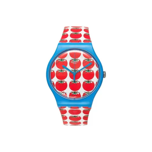SWATCH New Gent Collection Кварцевый механизм Унисекс Часы 47,4*41 мм Красный циферблат Часы Пластиковый корпус Часы Силиконовый ремешок