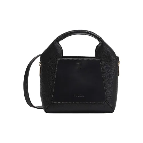 Furla Gilda Мягкий Телячья кожа Пэчворк GRAIN LEATHER Тоут Сумка Сумка для покупок Сумка на плечо Мини Женская Черная