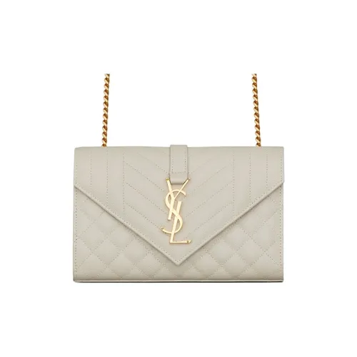 SAINT LAURENT Сумка через плечо из натуральной кожи женская бежевая