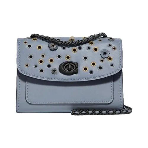 COACH Паркер Коровья кожа Сумка через плечо Сумка на плечо Мини Женская Туманно-голубой