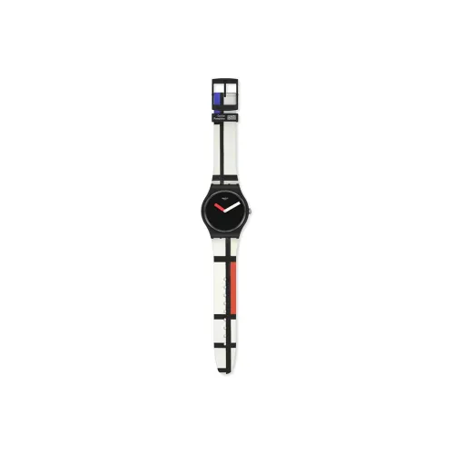 Swatch Quartz Механизм Унисекс Часы 41 мм Черный Циферблат Пластиковый Корпус Часы Силиконовый Ремешок