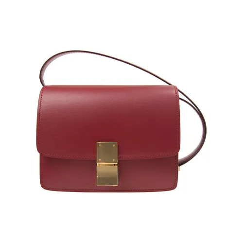 CELINE Классический Bo Телячья кожа Тофу Сумка Маленькая Квадратная Сумка Сумка через плечо Средний Женская Красная
