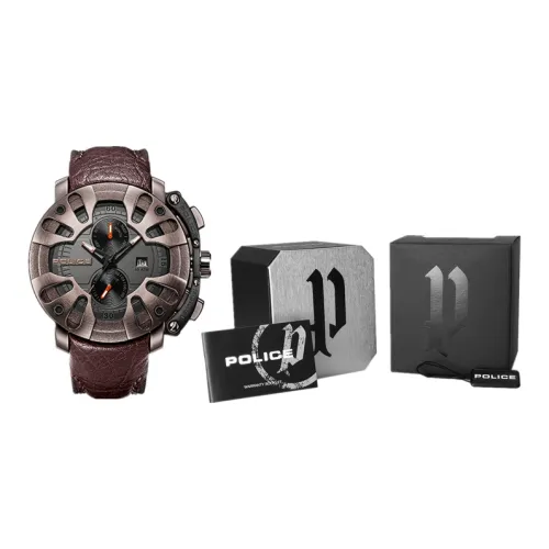 Police Alien Collection Наручные часы Кварцевый механизм Кожаный ремешок 51*46 мм Черный циферблат Мужские часы PL.13806JSBZ 61