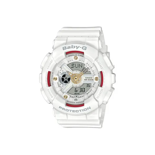 CASIO Малыш G Коллекция Кварцевый механизм Смольный ремешок Часы Женские Белый циферблат BA 110DDR 7A