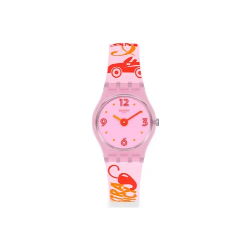 SWATCH LADY Collection Кварцевый механизм Женские часы 25 мм Красный циферблат Часы Пластиковый корпус Часы Силиконовый ремешок