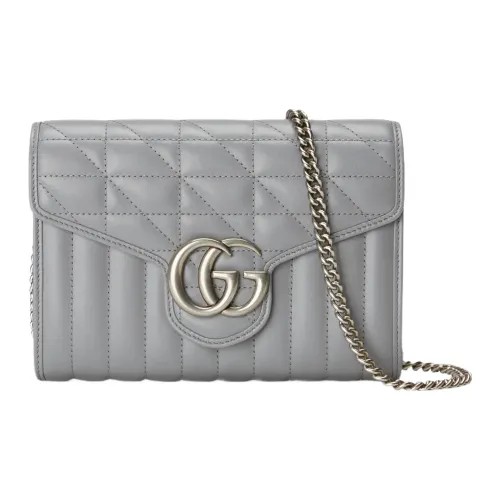 GUCCI GG Marmont Стеганый кожа конверт сумка через плечо мини женская серая
