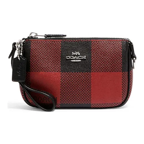 COACH Nolita Кожа Карман для монет Маленькая сумочка Сумка на плечо Кошелек Женские Красный черный
