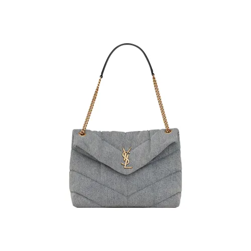 SAINT LAURENT Хлопок Облачная Сумка Сумка-подушка Сумка через плечо Сумка на плечо Женская Синие Серые