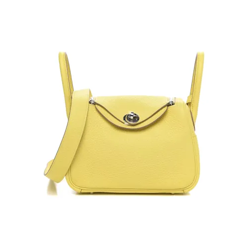 HERMES Lindy Taurillon Clemence Коровья кожа Сумка Сумка через плечо Сумка через плечо Мини Женская 9R Лайм Лимон