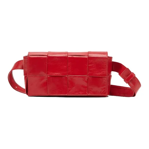 Bottega Veneta Cassette Belt Коровья кожа Сумка для коробок Camera Сумка Сумка через плечо Бананка Мини Мужской Томат