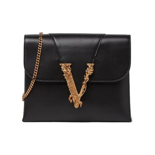 FANSIZHE VERSACE Овчина Сумка с цепочкой Маленькая квадратная сумка Сумка через плечо Сумка на плечо Женская Черная