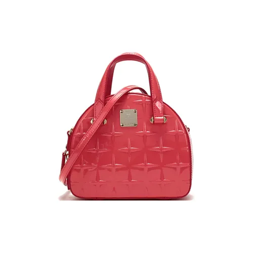 MCM Essential Visetos Origina Блестящий Кожа Через плечо Одно плечо Сумка Мини Женские Арбузно-розовый красный