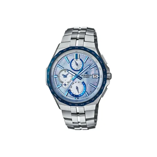 CASIO OCEANUS Collection Poseidon 5000 Кварцевый механизм Нержавеющая сталь Ремешок Часы Мужские Синий циферблат