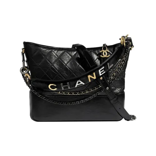 CHANEL Гладкая Телячья Кожа Сумка-хобо Сумка через плечо Средняя Женская Черная