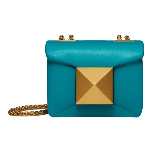 Valentino One Stud Телячья кожа Сумка для коробок Клатч Сумка на одно плечо Мини Женская Средиземноморский Синий