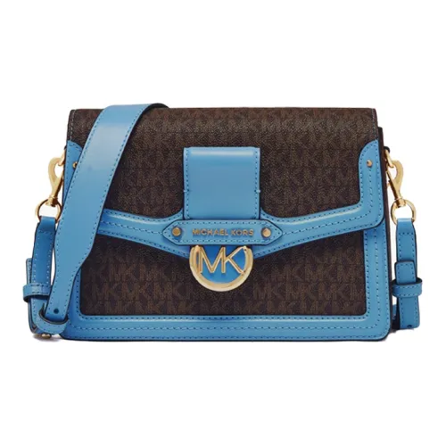 MICHAEL KORS Jessie Коровья кожа Курьерская сумка Сумка через плечо Сумка на плечо Женская Коричневая Синяя