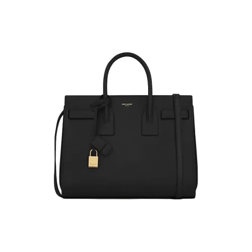 SAINT LAURENT GRAIN LEATHER Аккордеонная сумка Тоут сумка Сумка для покупок Сумка через плечо Сумка маленькая Женская Черная