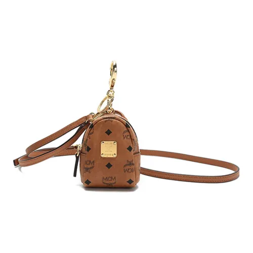 MCM Visetos Кожа Сумка через плечо Монета Кошелек Мини Женский Коньяк