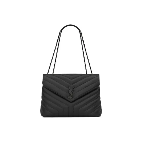 SAINT LAURENT LOULOU Quilted Кожа Сумка через плечо Средний Женский Черный