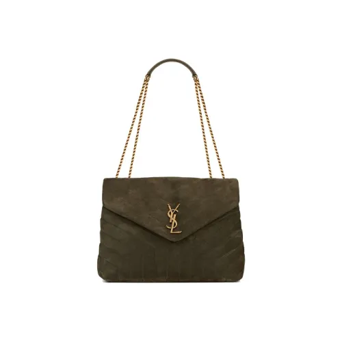 SAINT LAURENT LOULOU Лоскутное шитье Замша Сумка через плечо Сумка на плечо Средний Women's Silver Лотос Зеленый