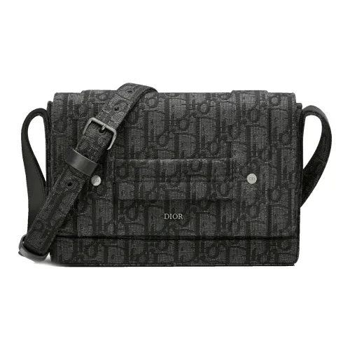 DIOR Жаккард Курьерская сумка Сумка через плечо Маленькая Мужская Черная